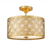 Średnia lampa wisząca Arabella - 2 źródła światła - Postarzane złoto