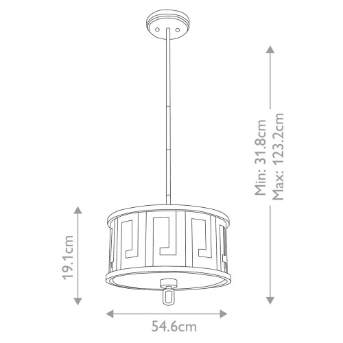 Średnia lampa wisząca Lemuria - 2 źródła światła - Postarzane złoto