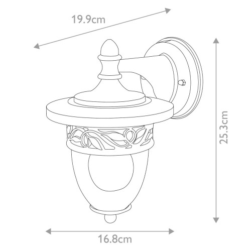 Latarnia naścienna Burford - 1 źródło światła - Czarny