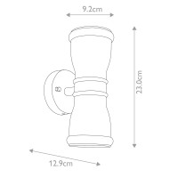 Latarnia naścienna Malvern - 2 źródła światła - Czarny