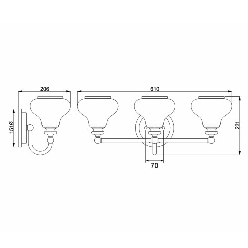 Kinkiet Ainsley - 3 źródła światła - Szczotkowany mosiądz
