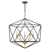 Lampa wisząca Astrid - 5 źródeł światła - Matowy brąz, złoty