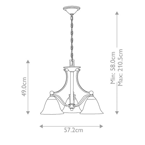 Żyrandol Bolla - 3 źródła światła - Szczotkowany nikiel