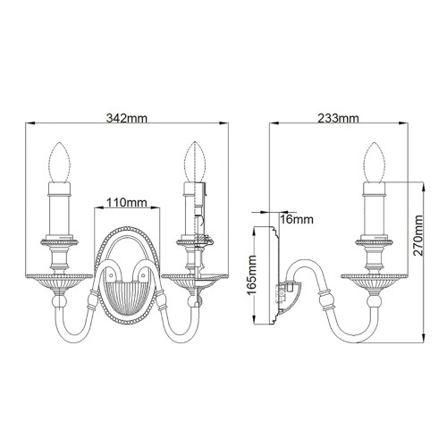 Kinkiet Cambridge - 2 źródła światła - Oksydowany mosiądz - Wersja A