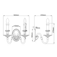Kinkiet Cambridge - 2 źródła światła - Oksydowany mosiądz - Wersja A