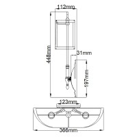 Kinkiet Cambridge - 2 źródła światła - Oksydowany mosiądz - Wersja B