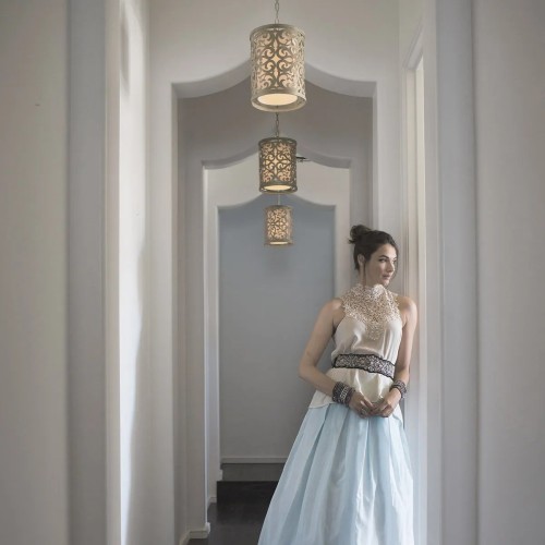 Mała lampa wisząca Carabel - 1 źródło światła - Szampański