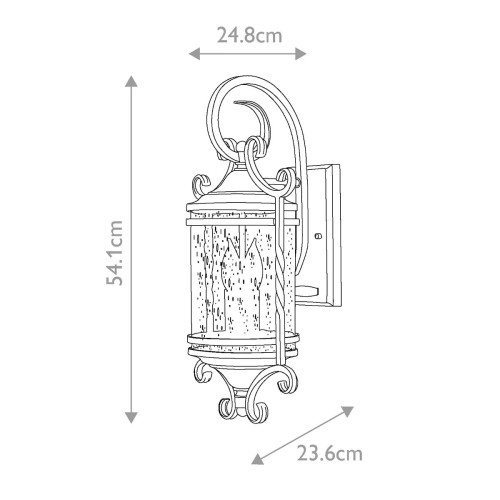 Latarnia naścienna Casa - 2 źródła światła - Postarzana czerń