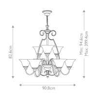 Żyrandol Cello - 9 źródeł światła - Antyczny brąz