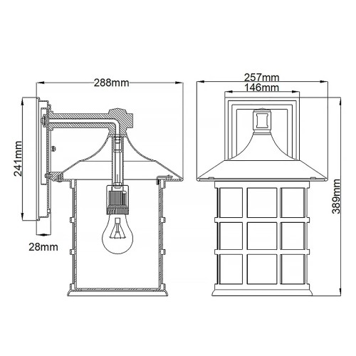 Duża latarnia naścienna Freeport - 1 źródło światła - Teksturowana czerń