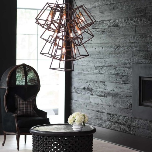 Żyrandol Fulton - 13 źródeł światła - Brązowy, mosiądz