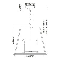 Lampa wisząca Fulton - 4 źródła światła - Brązowy, mosiądz