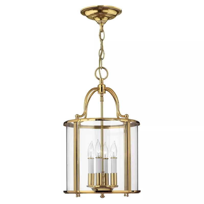 Średnia lampa wisząca Gentry - 4 źródła światła - Polerowany mosiądz