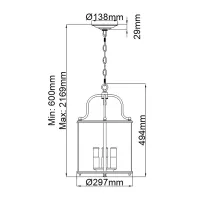 Średnia lampa wisząca Gentry - 4 źródła światła - Polerowany mosiądz