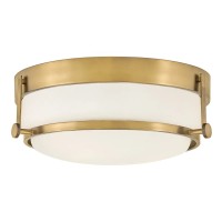 Plafon Harper - 3 źródła światła - Klasyczny mosiądz - Opalowy klosz