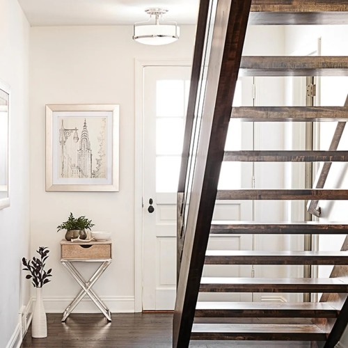 Średni półplafon Harper - 3 źródła światła - Polerowany chrom - Opalowy klosz