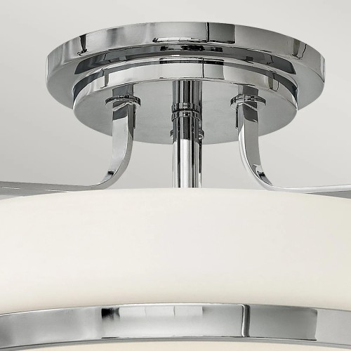 Średni półplafon Harper - 3 źródła światła - Polerowany chrom - Opalowy klosz