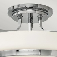 Średni półplafon Harper - 3 źródła światła - Polerowany chrom - Opalowy klosz