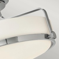Średni półplafon Harper - 3 źródła światła - Polerowany chrom - Opalowy klosz