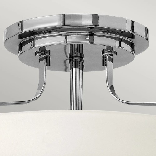 Mały półplafon Harper - 3 źródła światła - Polerowany chrom - Opalowy klosz