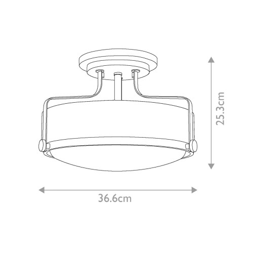 Mały półplafon Harper - 3 źródła światła - Polerowany chrom - Opalowy klosz