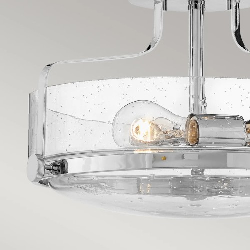 Mały półplafon Harper - 3 źródła światła - Polerowany chrom - Przezroczysty klosz