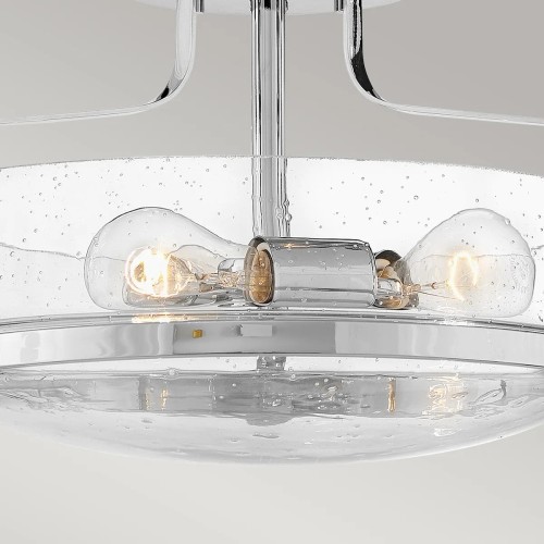 Mały półplafon Harper - 3 źródła światła - Polerowany chrom - Przezroczysty klosz