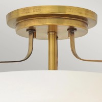 Mały półplafon Harper - 3 źródła światła - Klasyczny mosiądz - Opalowy klosz