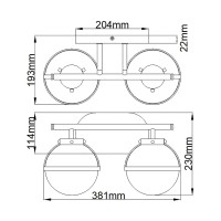 Kinkiet Hollis - 2 źródła światła - Klasyczny mosiądz - Opalowy klosz