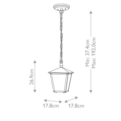 Mała latarnia wisząca Huntersfield - 1 źródło światła - Czarny