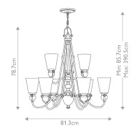 Żyrandol Mayflower - 9 źródeł światła - Postarzany brąz