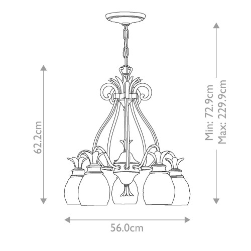 Żyrandol Plantation - 5 źródeł światła - Oksydowany mosiądz