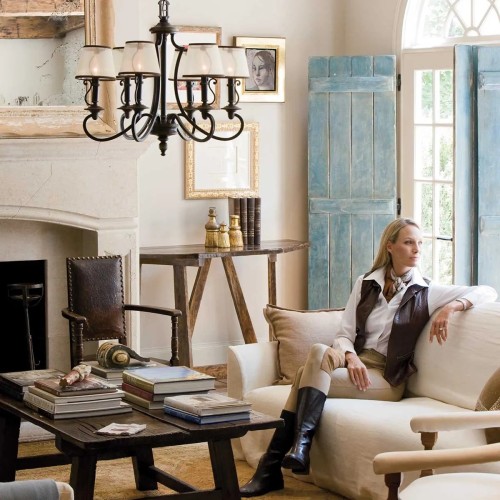 Żyrandol Plymouth - 6 źródeł światła - Postarzany brąz