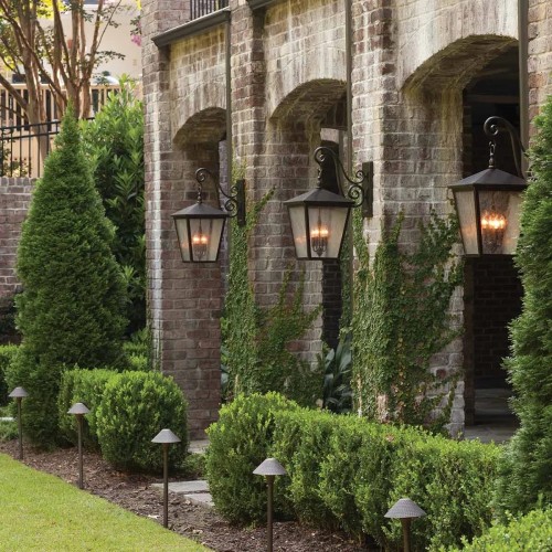 Duża latarnia naścienna Trellis - 4 źródła światła - Brązowy