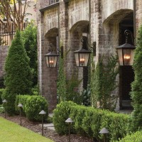 Duża latarnia naścienna Trellis - 4 źródła światła - Brązowy