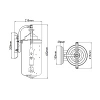 Średnia latarnia naścienna Willoughby - 2 źródła światła - Olejowany brąz
