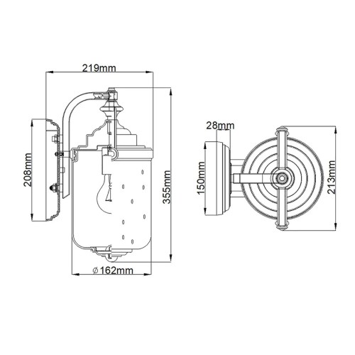 Mała latarnia naścienna Willoughby - 1 źródło światła - Olejowany brąz
