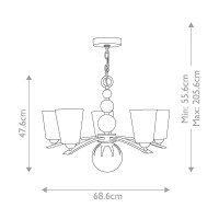 Żyrandol Zelda - 5 źródeł światła - Polerowany nikiel