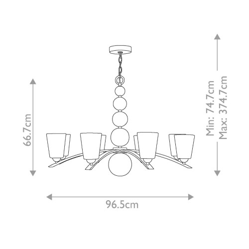 Żyrandol Zelda - 8 źródeł światła - Polerowany nikiel