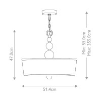 Lampa wisząca Zelda - 3 źródła światła - Polerowany nikiel