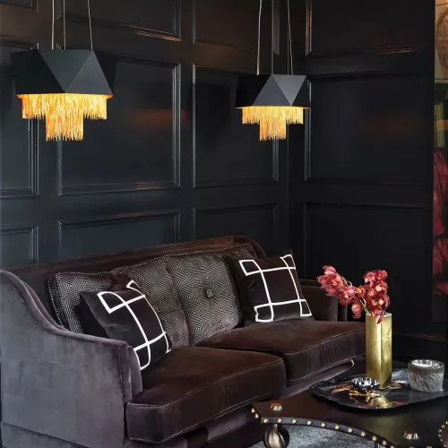 Lampa wisząca Zuma - 6 źródeł światła - Satynowy czarny, złoty