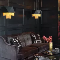 Lampa wisząca Zuma - 6 źródeł światła - Satynowy czarny, złoty