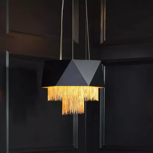 Lampa wisząca Zuma - 6 źródeł światła - Satynowy czarny, złoty