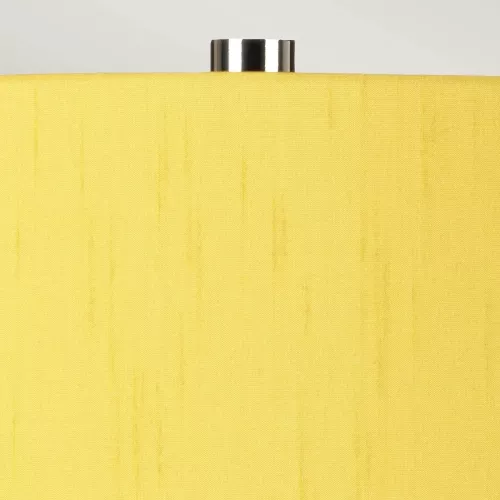Lampa stołowa Isla - 1 źródło światła - Biały, polerowany nikiel - Żółty abażur