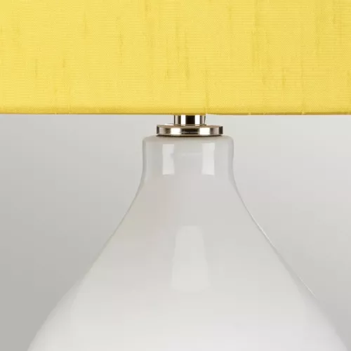 Lampa stołowa Isla - 1 źródło światła - Biały, polerowany nikiel - Żółty abażur
