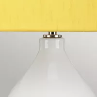 Lampa stołowa Isla - 1 źródło światła - Biały, polerowany nikiel - Żółty abażur