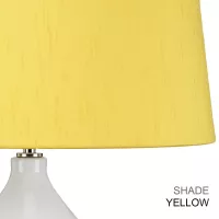 Lampa stołowa Isla - 1 źródło światła - Biały, polerowany nikiel - Żółty abażur