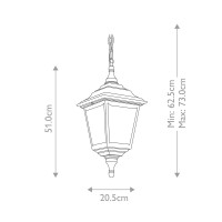 Latarnia wisząca Kerry - 1 źródło światła - Czarny