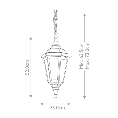 Latarnia wisząca Kinsale - 1 źródło światła - Czarny