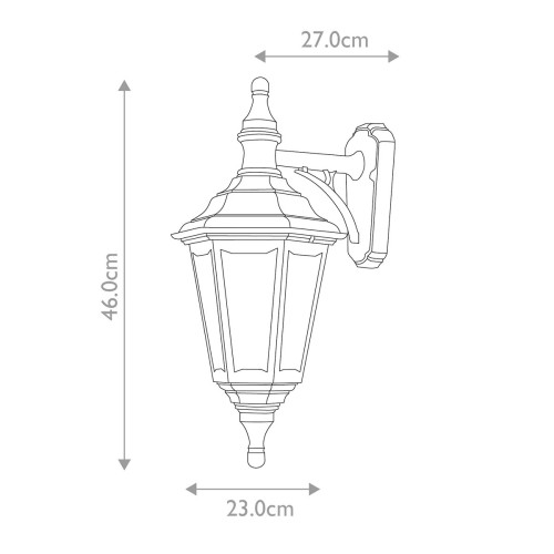 Latarnia naścienna Kinsale - 1 źródło światła - Czarny